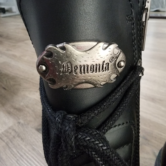 Demonia Black Leathet Boots with Buckles - Picture 9 of 15